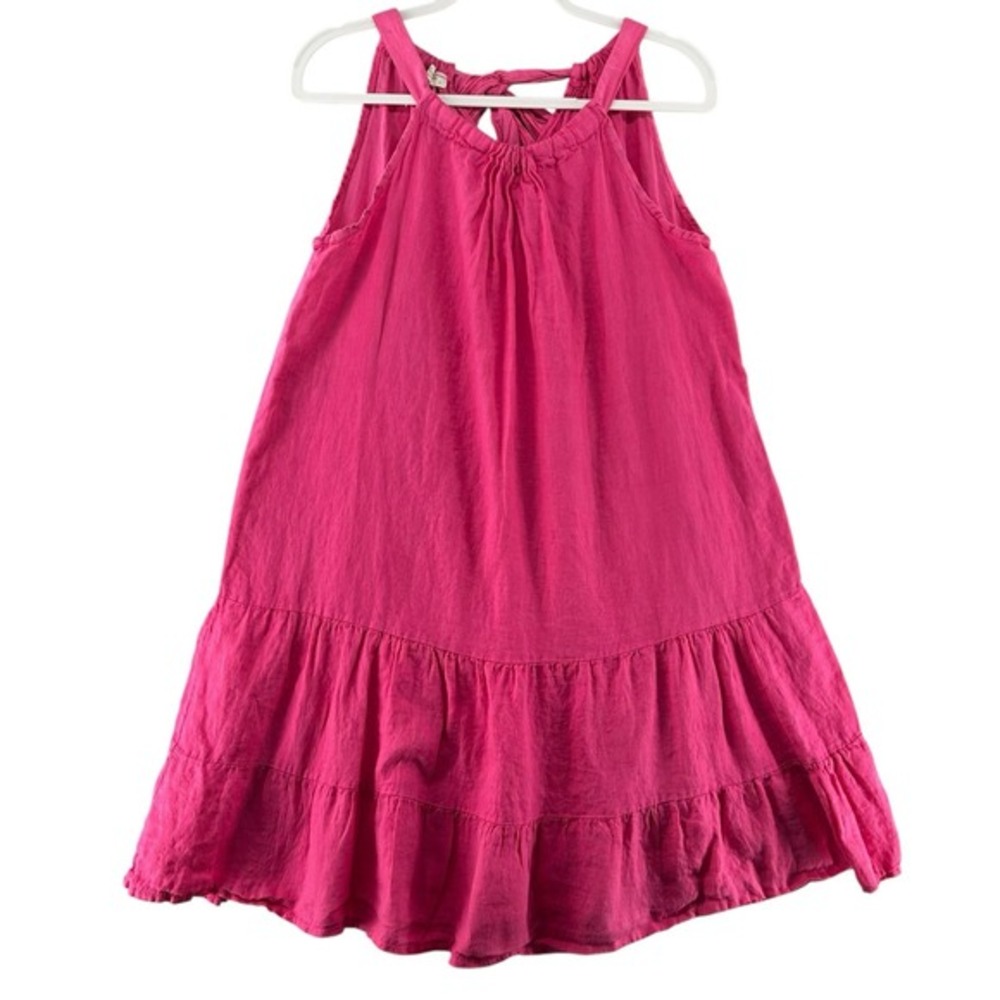 Bellambia Linen Trapeze Dress Pink Back Tie Womens‎ Size Large Swim Cover Beach